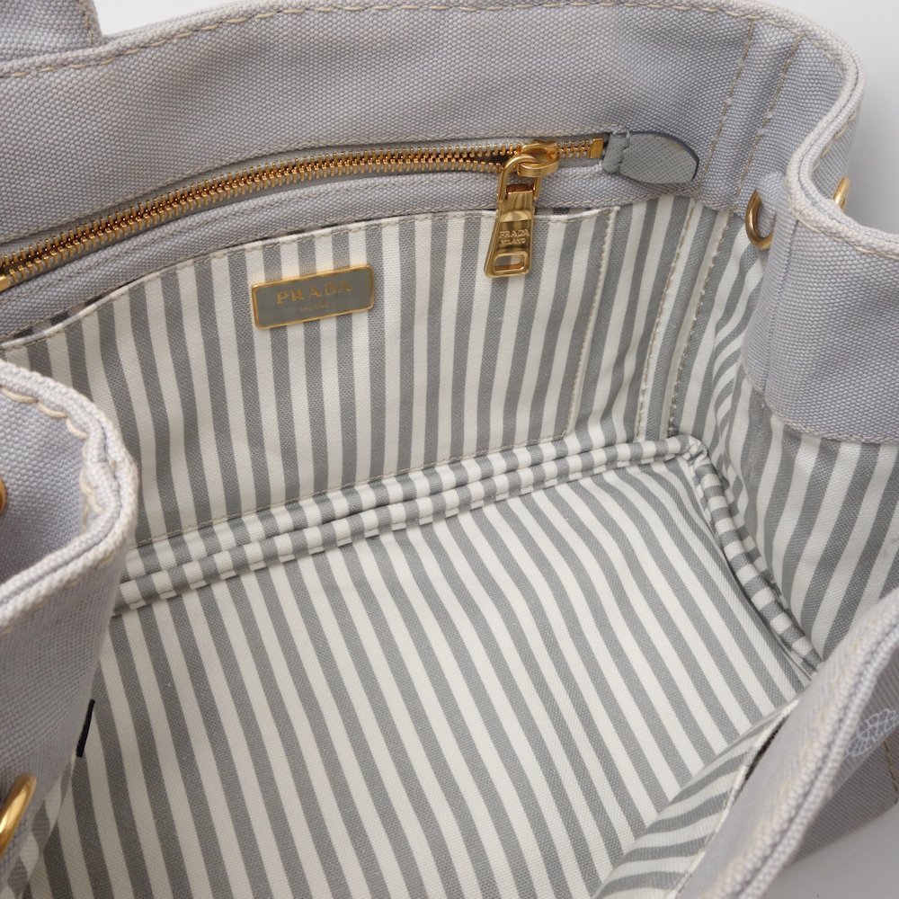 Prada Canapa Tote Bag Canvas Nube Bianco - Picture 7 of 8